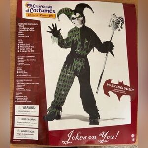 California Costumes Harlequin Jester Outfit with Mask Size 10-12